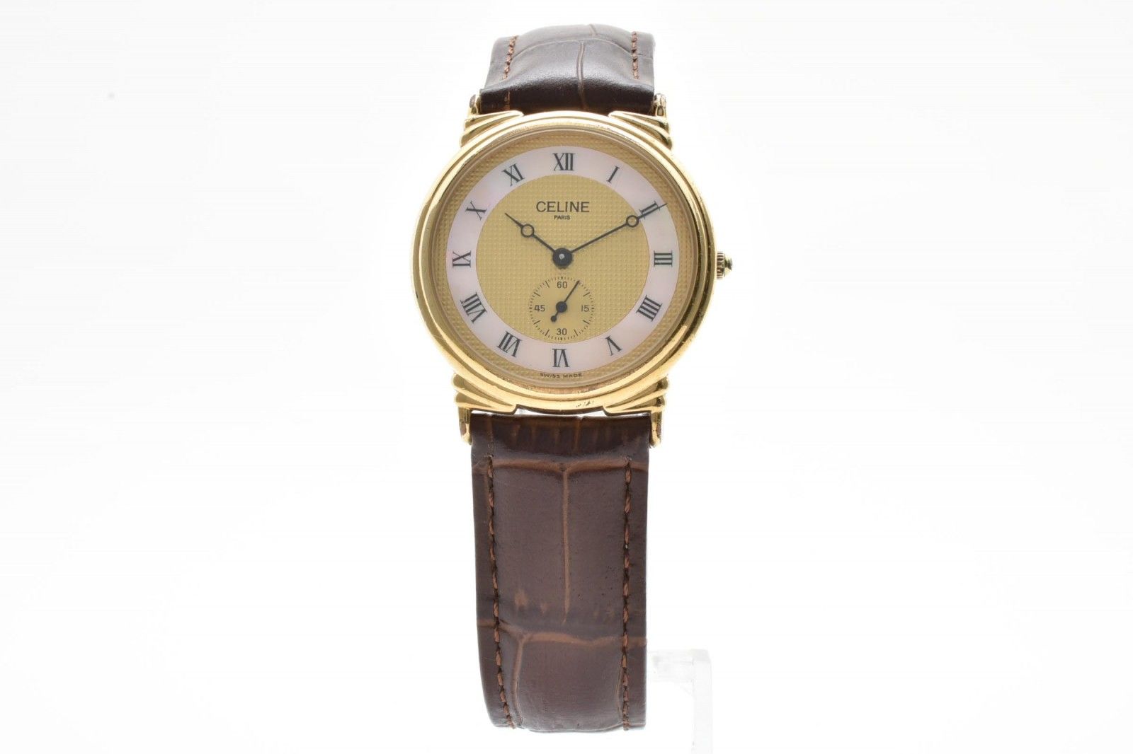 Celine Roman Index Gold Dial Leather Watch Quartz — view 4