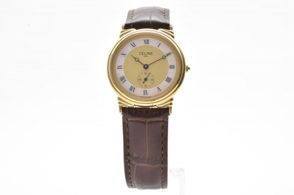 Celine Roman Index Gold Dial Leather Watch Quartz — view 4