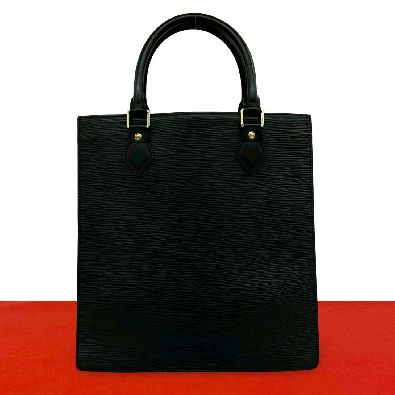 Louis Vuitton Sac Plat Epi Leather Handbag Mini Tote Black Noir