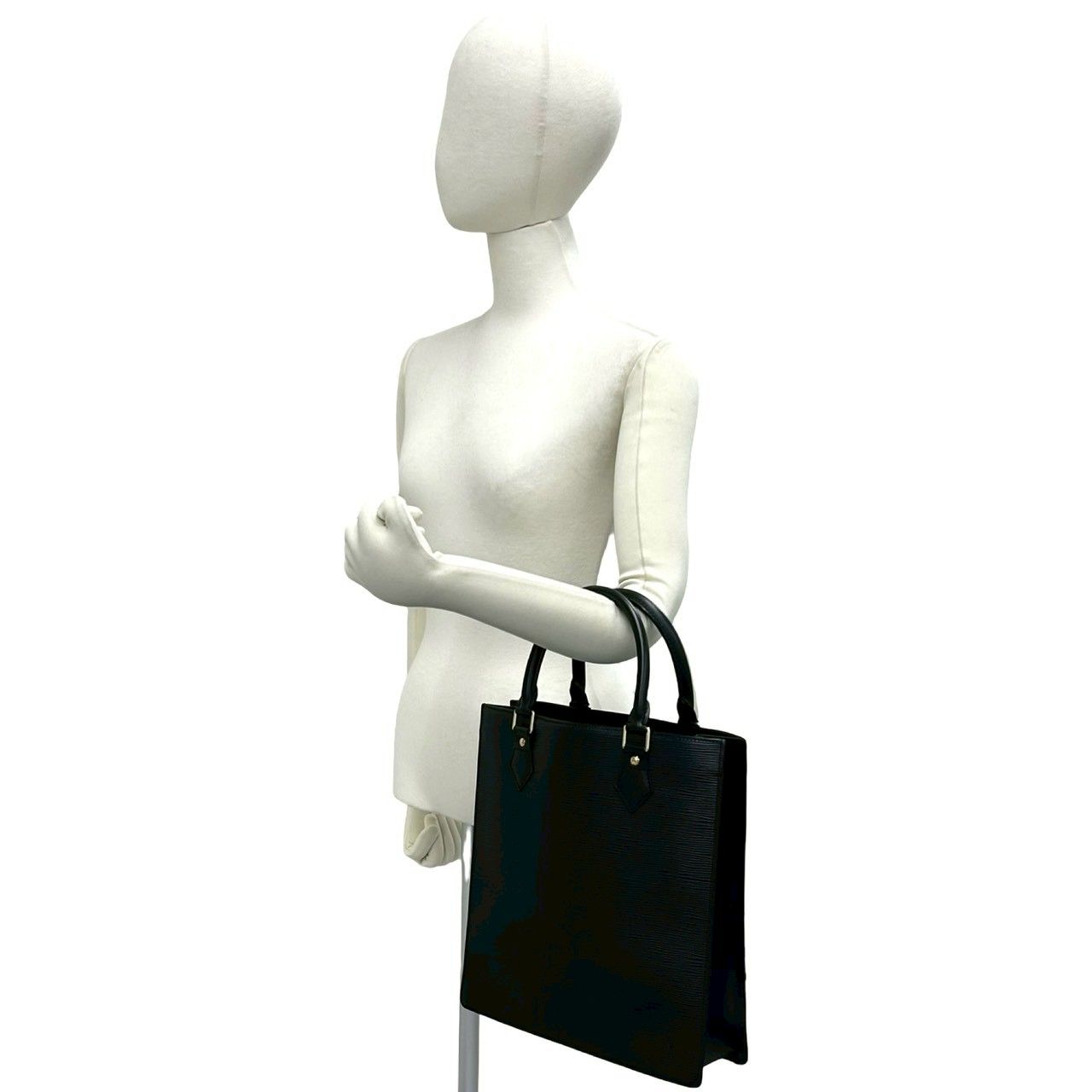 Louis Vuitton Sac Plat Epi Leather Handbag Mini Tote Black Noir — view 2