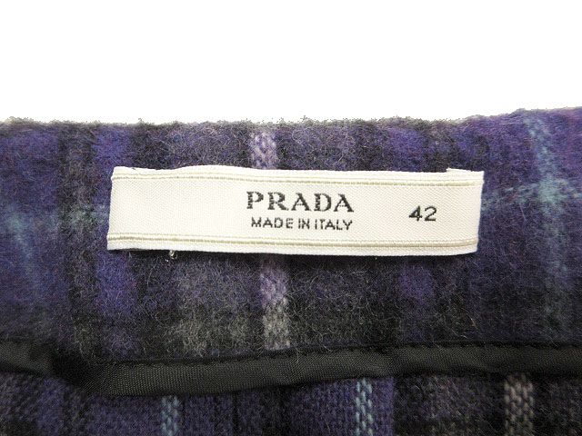 Prada Puri Skirt Plaid Pattern 42 Purple Flare — view 3