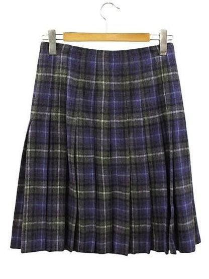 Prada Puri Skirt Plaid Pattern 42 Purple Flare — view 2