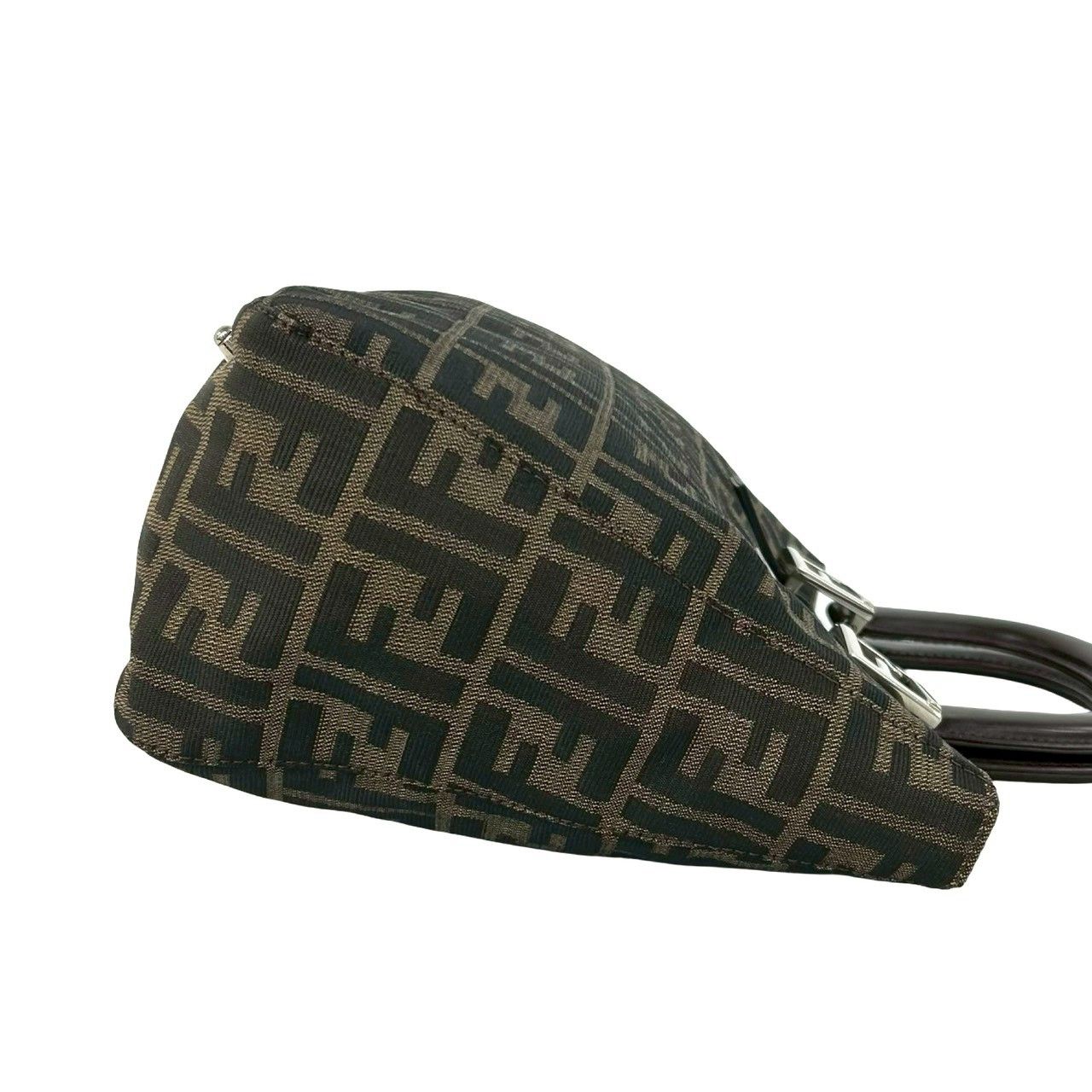 Fendi Vintage Zucca FF Pattern Canvas Leather Tote Brown Black — view 6