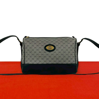 Gucci Vintage Micro GG Logo Leather Shoulder Bag Pochette Navy