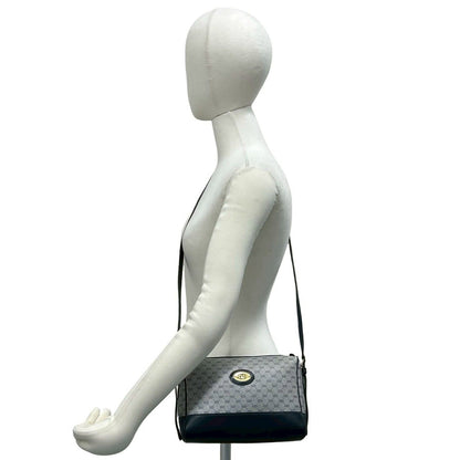 Gucci Vintage Micro GG Logo Leather Shoulder Bag Pochette Navy — view 2