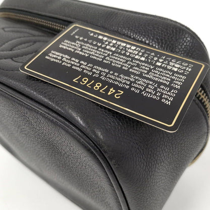 Chanel CC Logo Vanity Bag Caviar Leather Black — view 3