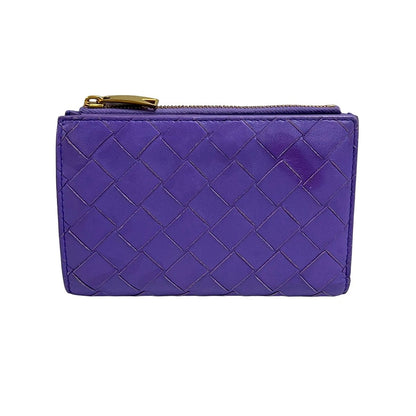 Bottega Veneta Bifold Wallet Maxi Intrecciato Purple Leather