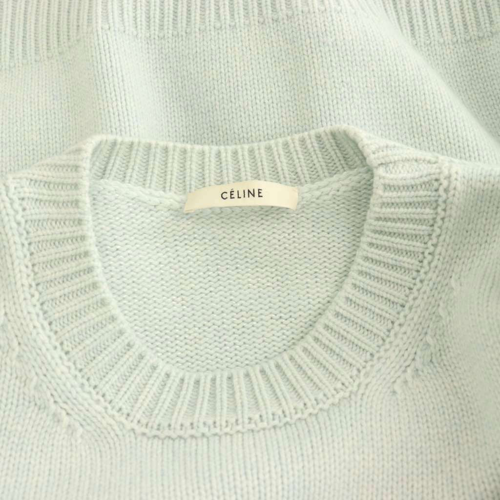 Celine Phoebe Philo Era Cashmere Blend Chunky Knit Sweater S Mint Blue ES — view 6