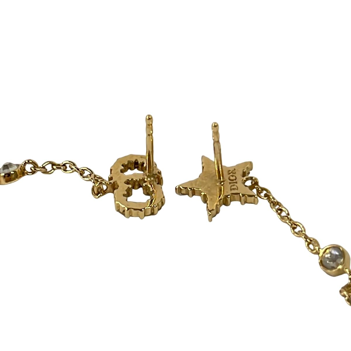 Dior Earrings Gold White Clear Star CD Logo Chain — view 3