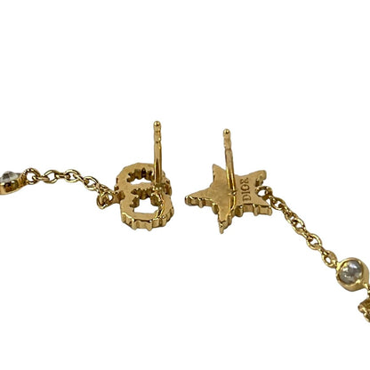 Dior Earrings Gold White Clear Star CD Logo Chain — view 3