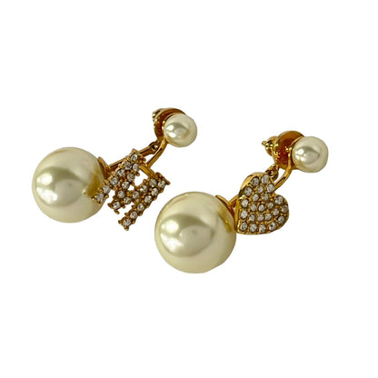Dior Earrings Tribal MY Abc Gold Ivory Clear Initial