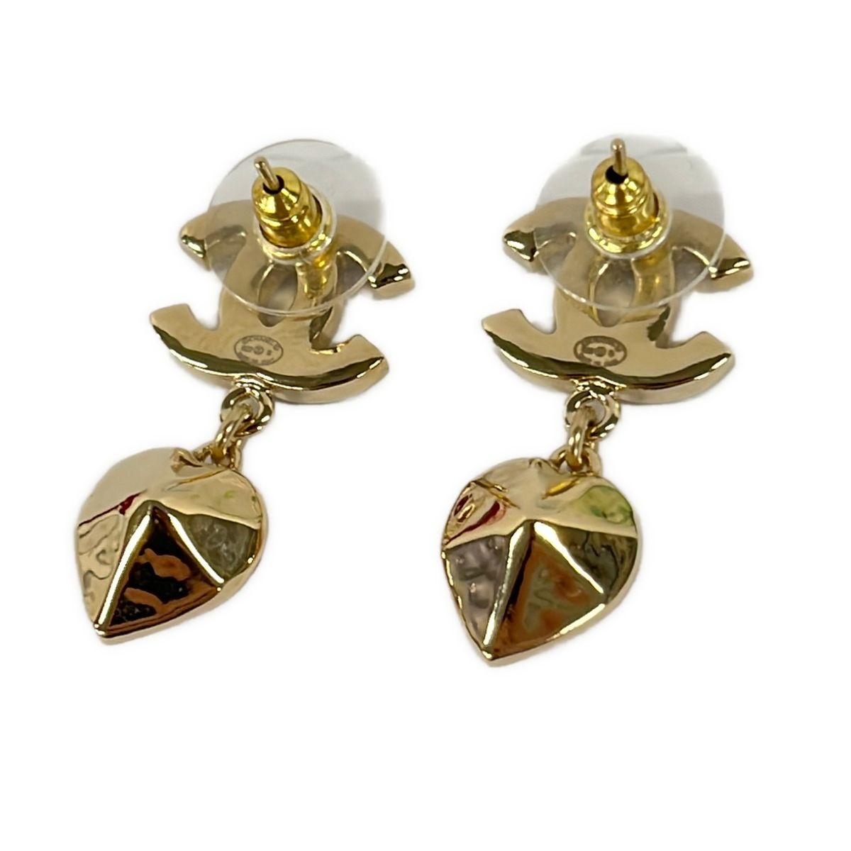 Chanel Earrings CC Logo Gold Pink White — view 2