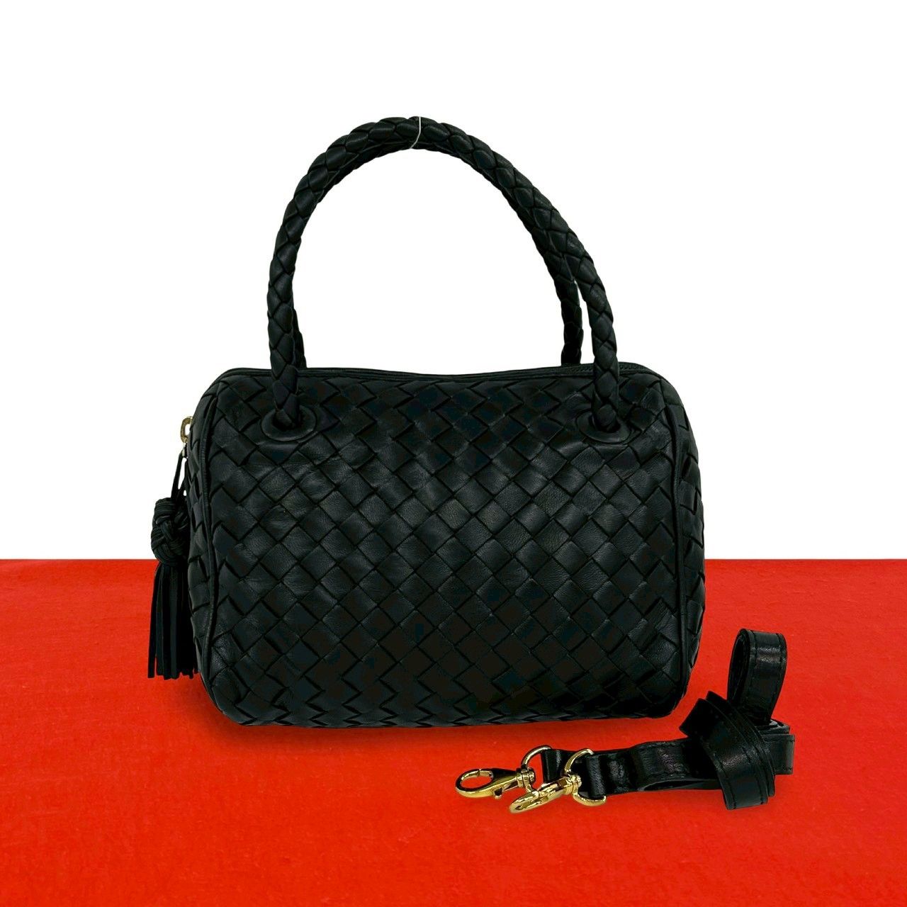 Bottega Veneta Intrecciato Leather 2-Way Mini Shoulder Bag Black