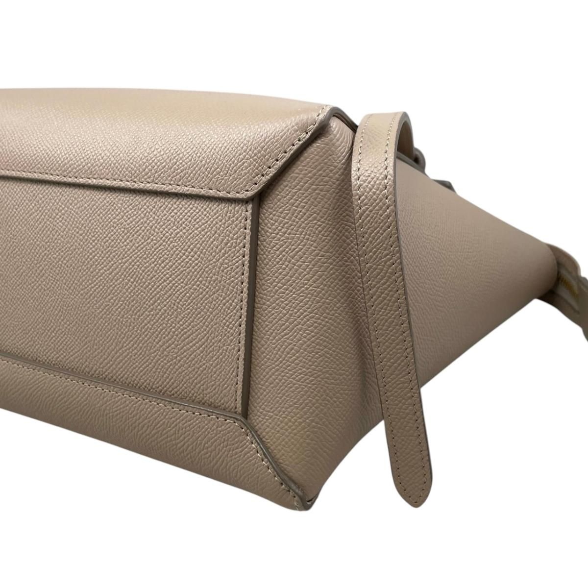 Celine Shoulder Bag Micro Calfskin Logo Beige Gold — view 7
