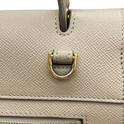 Celine Shoulder Bag Micro Calfskin Logo Beige Gold — view 9