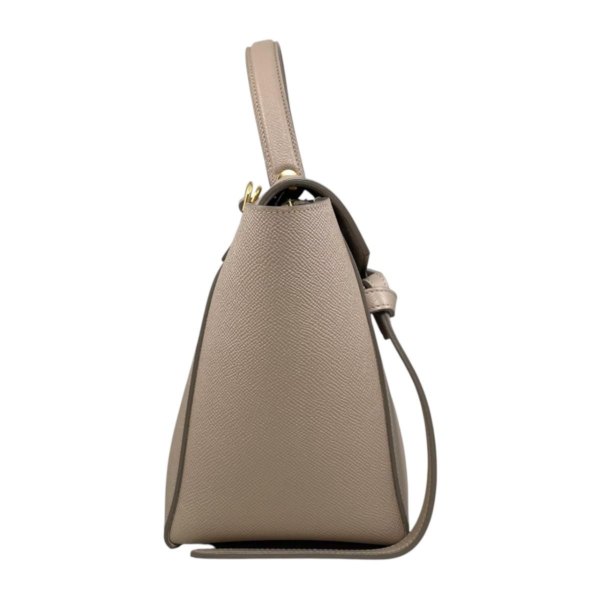 Celine Shoulder Bag Micro Calfskin Logo Beige Gold — view 4