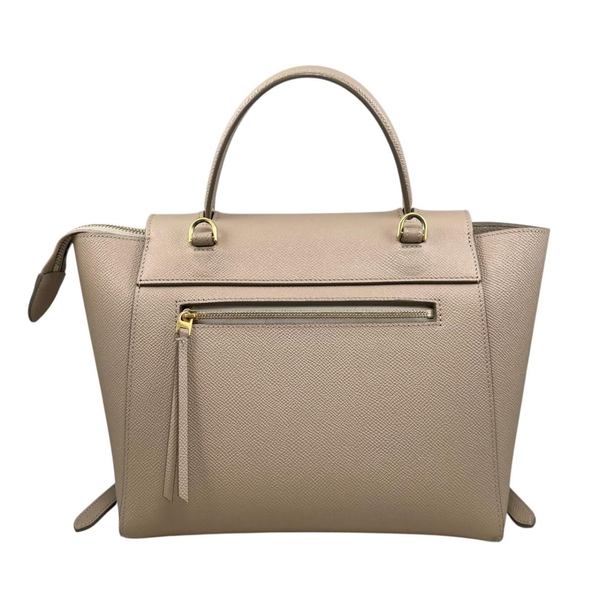 Celine Shoulder Bag Micro Calfskin Logo Beige Gold — view 2