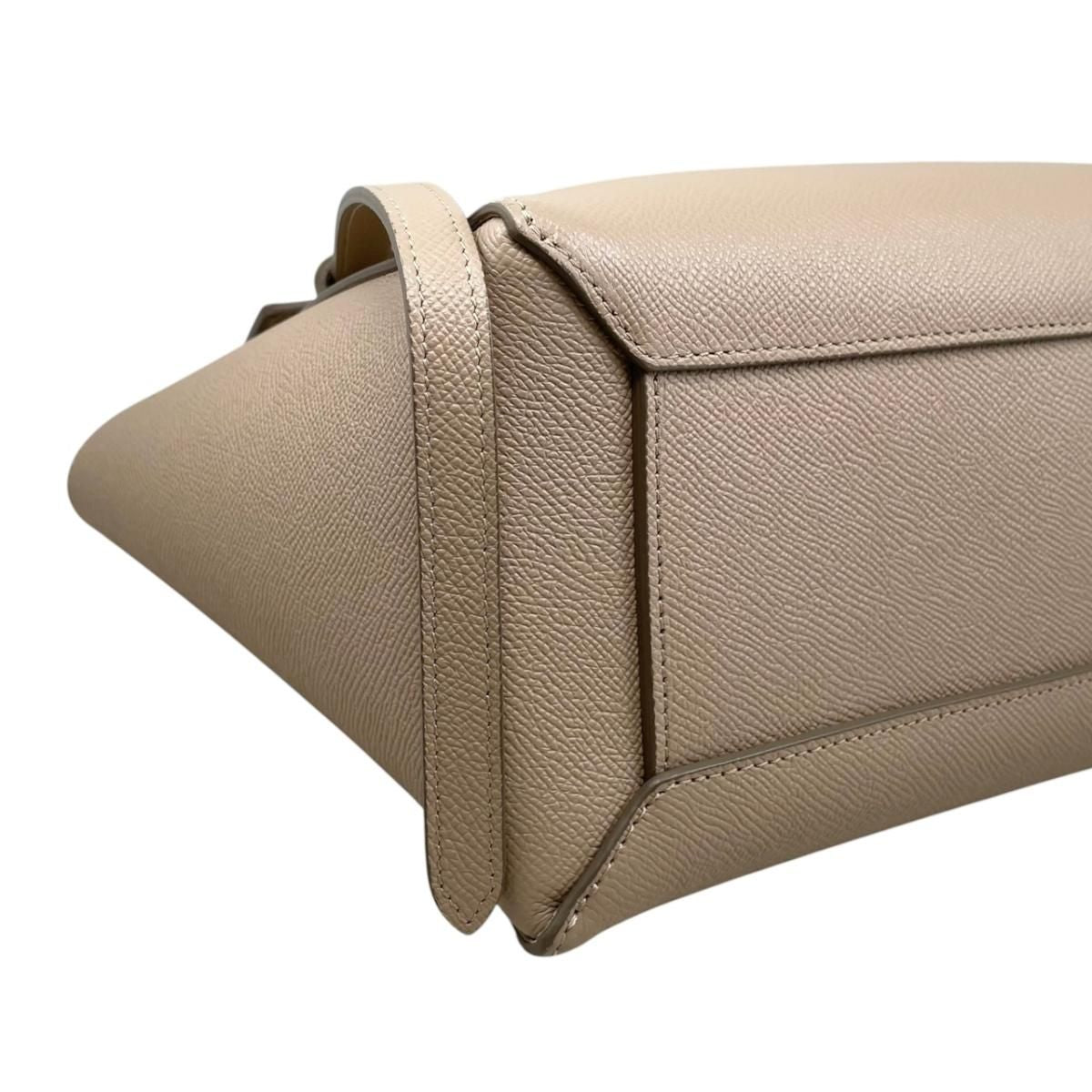 Celine Shoulder Bag Micro Calfskin Logo Beige Gold — view 6