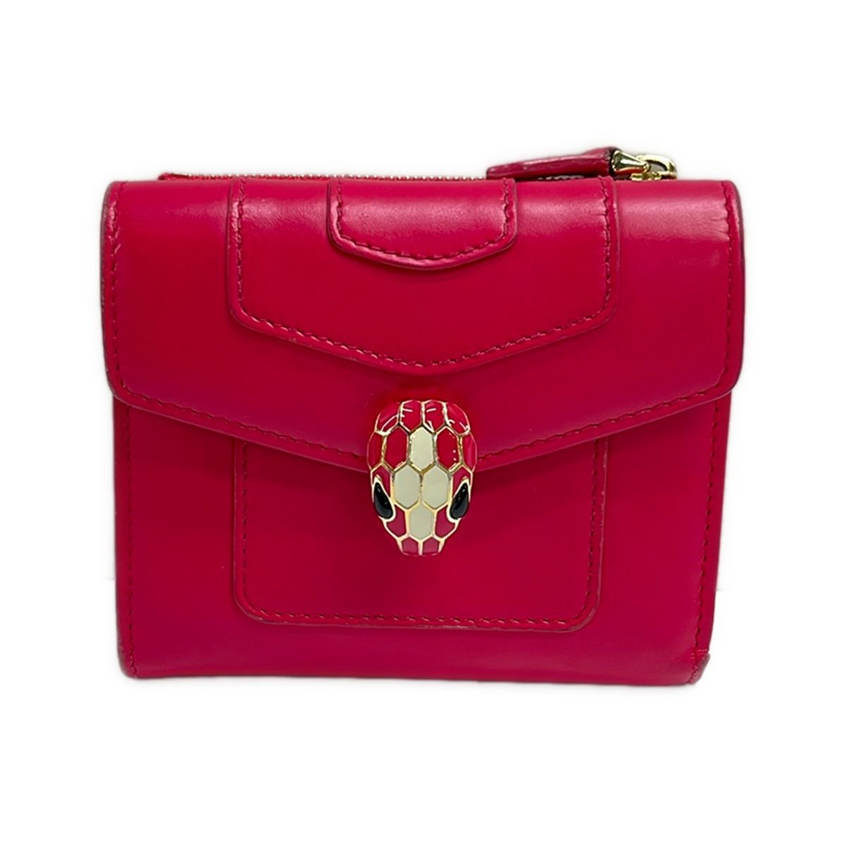 Bvlgari Trifold Wallet Serpenti Forever Pink Leather