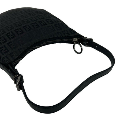 Fendi Vintage Zucchino FF Pattern Canvas Leather Mini Shoulder Bag Black — view 4