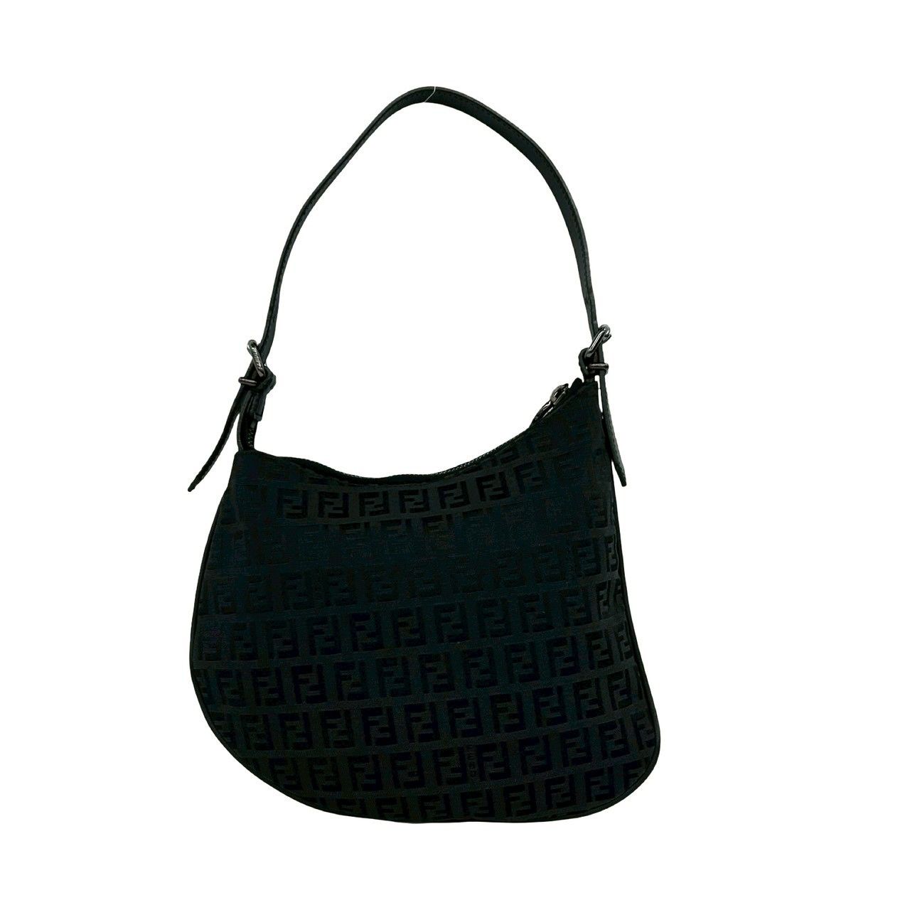 Fendi Vintage Zucchino FF Pattern Canvas Leather Mini Shoulder Bag Black — view 3