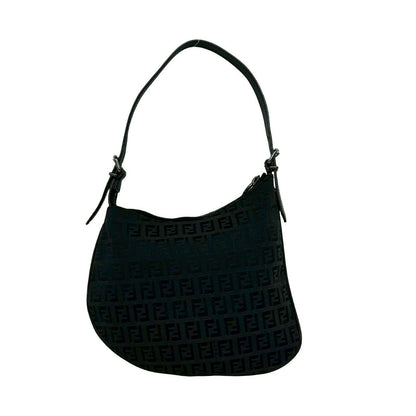 Fendi Vintage Zucchino FF Pattern Canvas Leather Mini Shoulder Bag Black — view 3