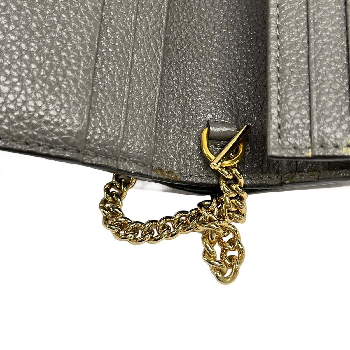 Gucci Bifold Wallet Zumi Gray Gold Silver Chain Removable Strap Leather — view 6