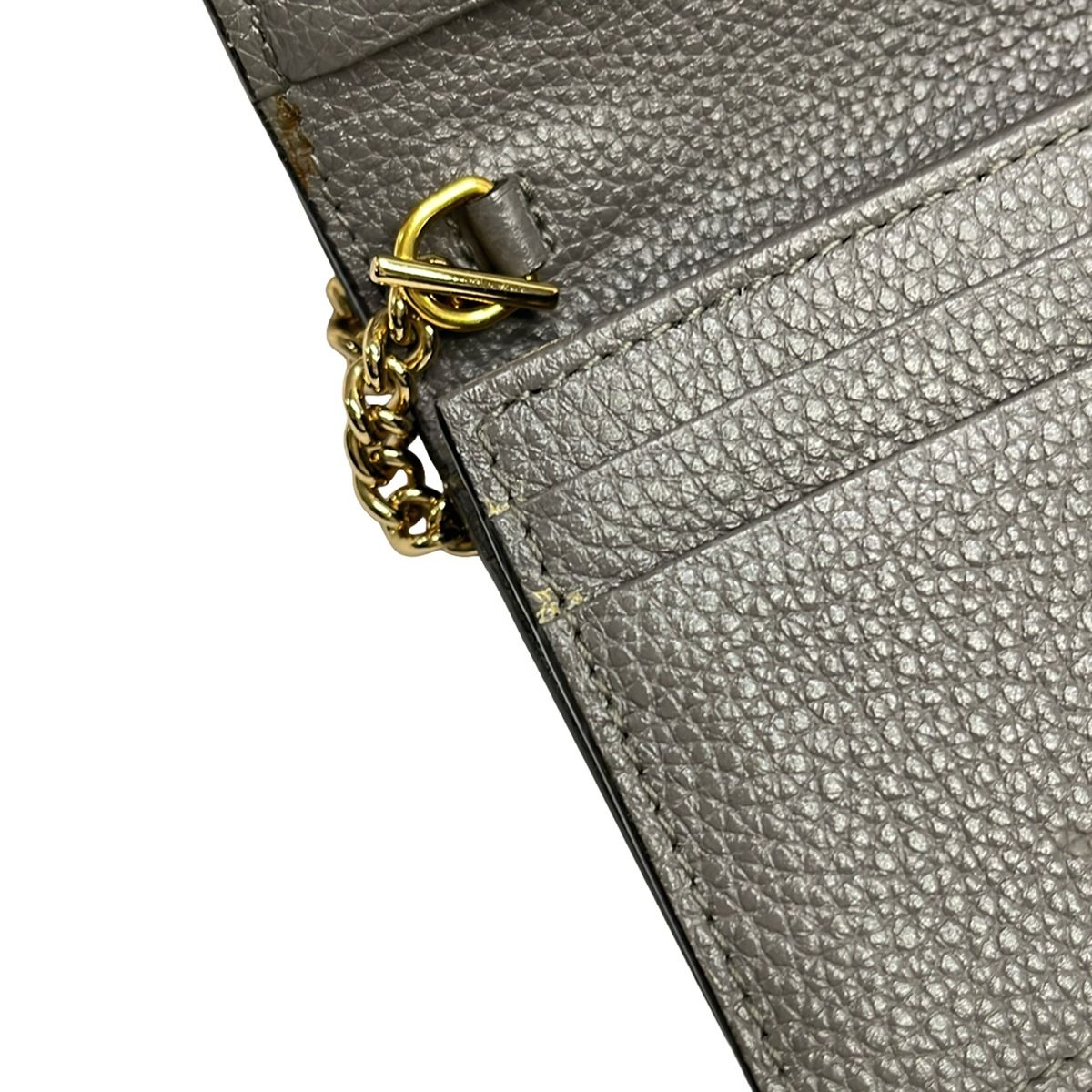 Gucci Bifold Wallet Zumi Gray Gold Silver Chain Removable Strap Leather — view 7
