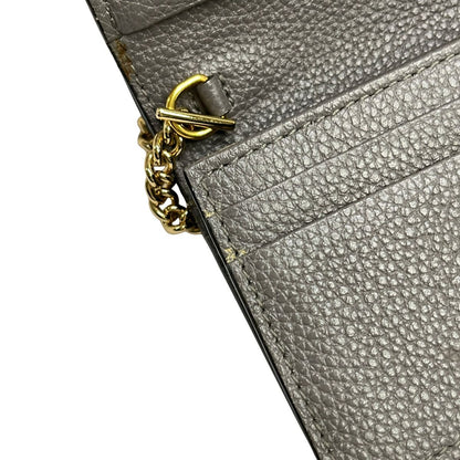 Gucci Bifold Wallet Zumi Gray Gold Silver Chain Removable Strap Leather — view 7