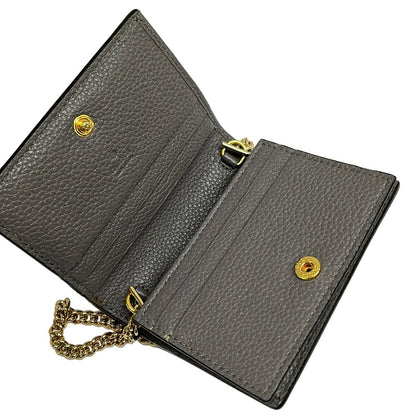 Gucci Bifold Wallet Zumi Gray Gold Silver Chain Removable Strap Leather — view 3