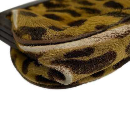 Prada Coin Case Light Brown Dark Leopard Print Kiss Lock Leather — view 5