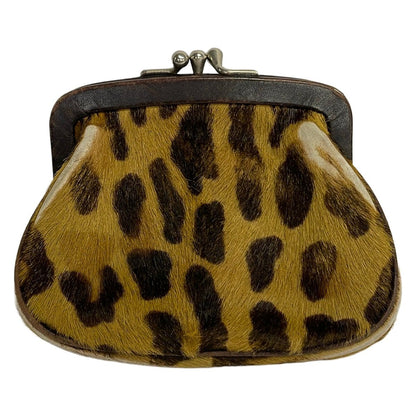 Prada Coin Case Light Brown Dark Leopard Print Kiss Lock Leather — view 2