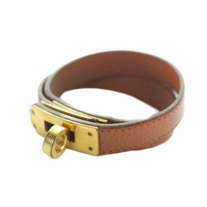 Hermes Double Tour Bracelet Bangle Strand Kell Leather Brown