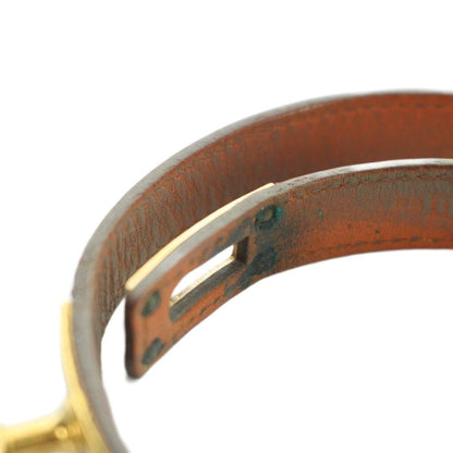 Hermes Double Tour Bracelet Bangle Strand Kell Leather Brown — view 5