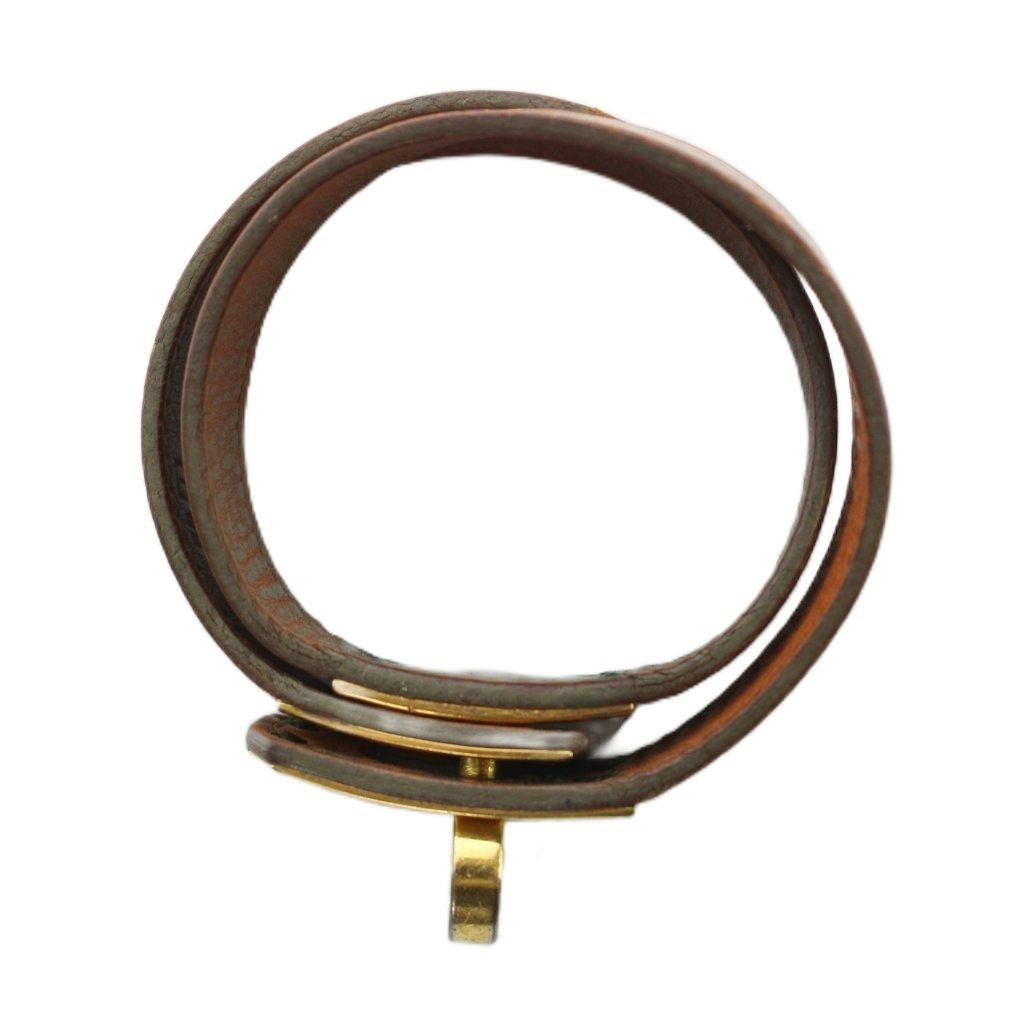 Hermes Double Tour Bracelet Bangle Strand Kell Leather Brown — view 4