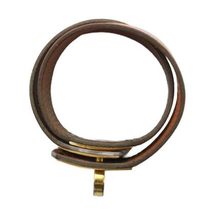 Hermes Double Tour Bracelet Bangle Strand Kell Leather Brown — view 4