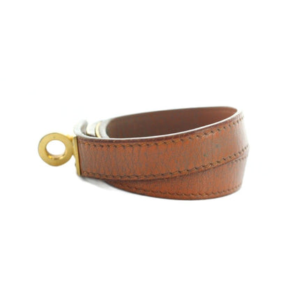 Hermes Double Tour Bracelet Bangle Strand Kell Leather Brown — view 3