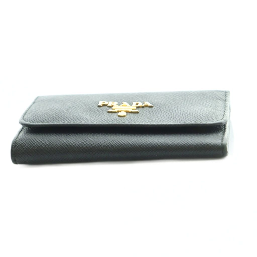 Prada Saffiano Key Case Quadruple Strand Leather Black Key Holder — view 4