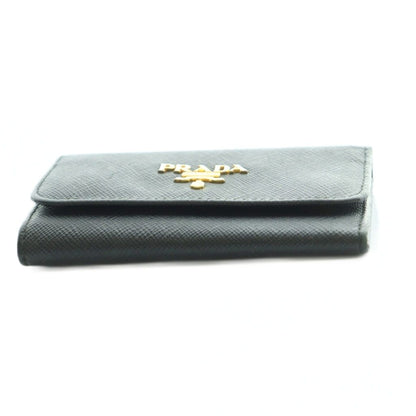 Prada Saffiano Key Case Quadruple Strand Leather Black Key Holder — view 4