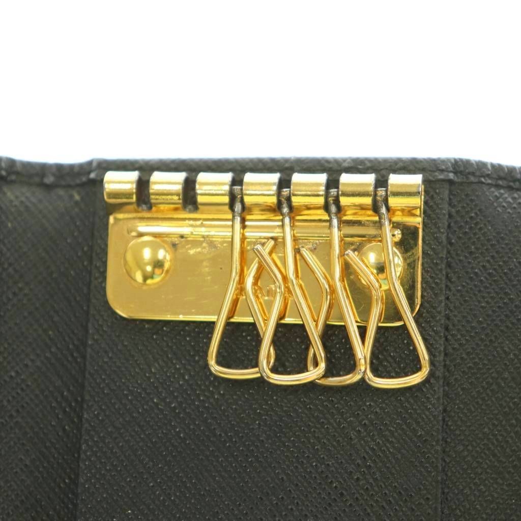 Prada Saffiano Key Case Quadruple Strand Leather Black Key Holder — view 7