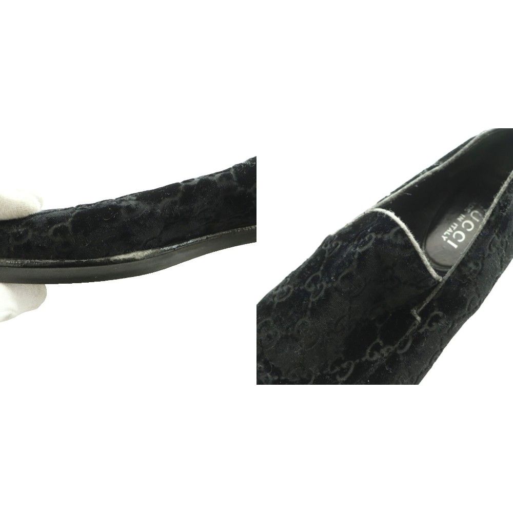 Gucci Loafers Moccasins GG Pattern Velour Leather 38.5 Black SS — view 9