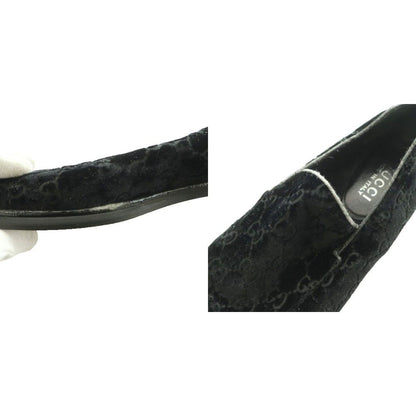Gucci Loafers Moccasins GG Pattern Velour Leather 38.5 Black SS — view 9
