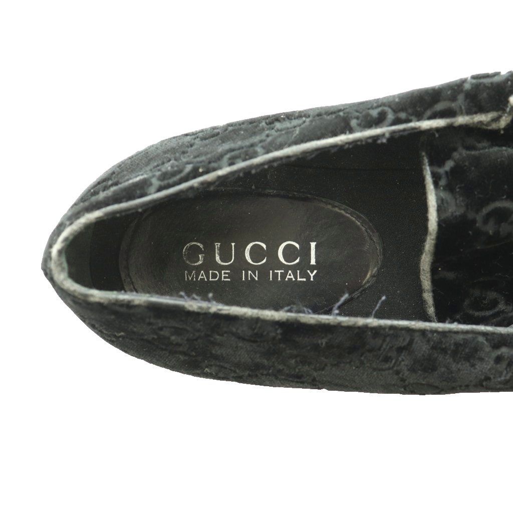 Gucci Loafers Moccasins GG Pattern Velour Leather 38.5 Black SS — view 7