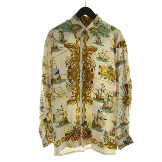 Hermes Voiles de Lumiere Sailing Ship of Light Vintage Silk Shirt Series Button