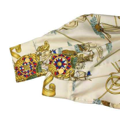 Hermes Voiles de Lumiere Sailing Ship of Light Vintage Silk Shirt Series Button — view 4