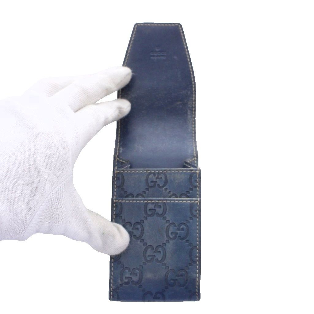 Gucci Cigarette Case Blue GG Pattern Embossed Stitch — view 5