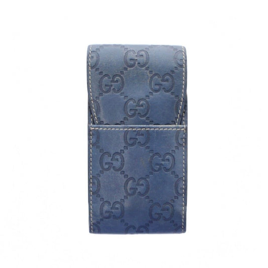 Gucci Cigarette Case Blue GG Pattern Embossed Stitch