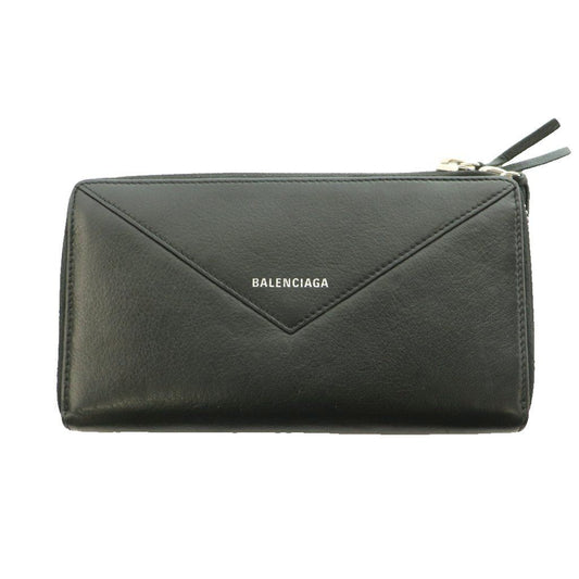 Balenciaga Paper Continental Zip Around Wallet Leather Black SS