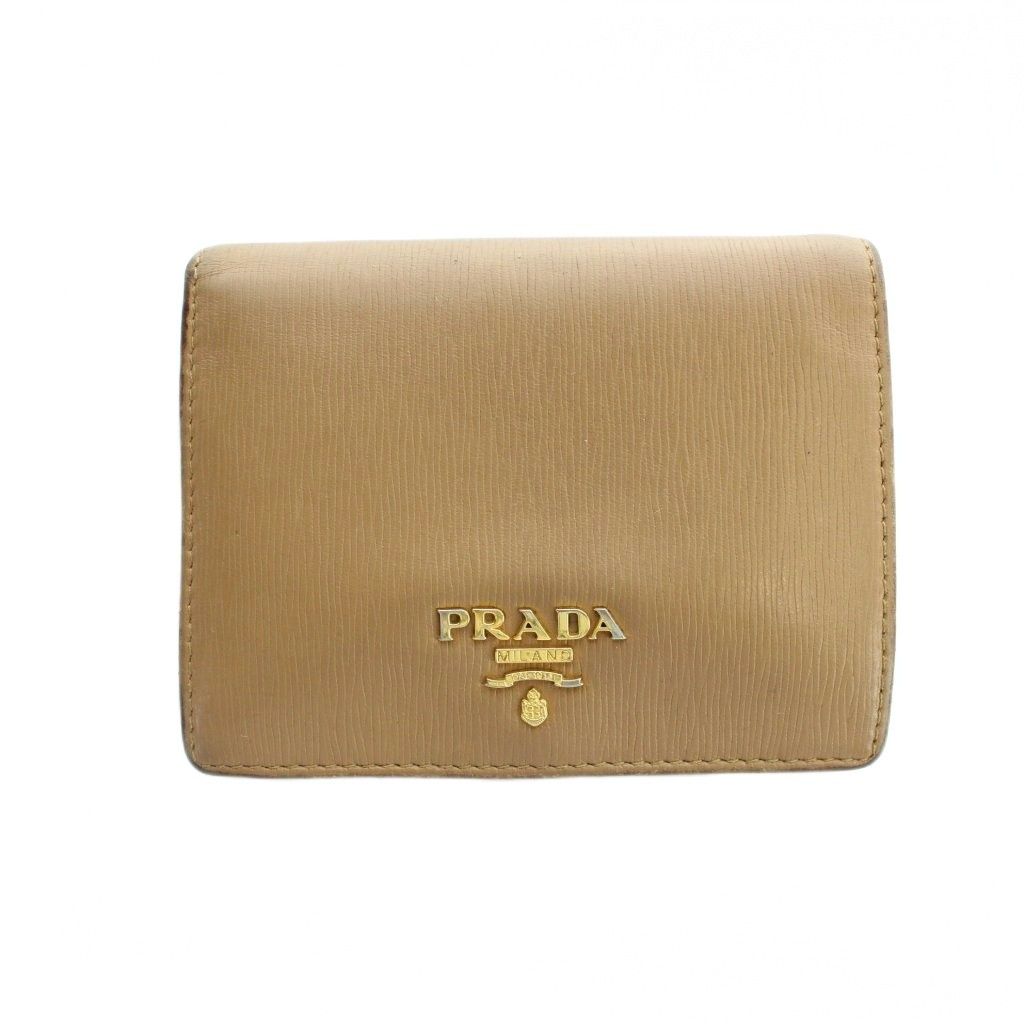Prada Bifold Wallet Leather Logo Brown