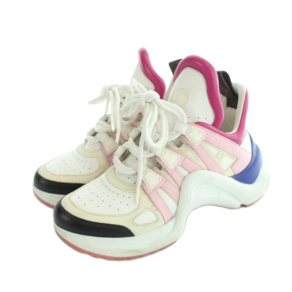 Louis Vuitton LV Line Sneakers High Cut Shoes Logo Leather 36 Multicolor — view 2
